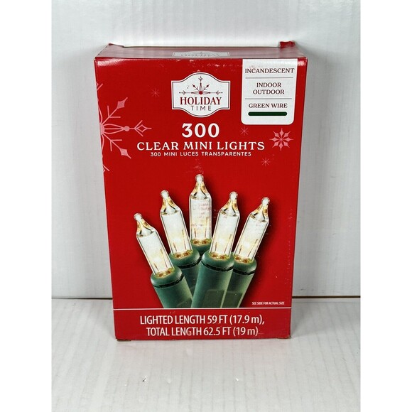 Holiday Time - Incandescent Mini Christmas Lights Outdoor 300-Count | Green Cord - Picture 1 of 3